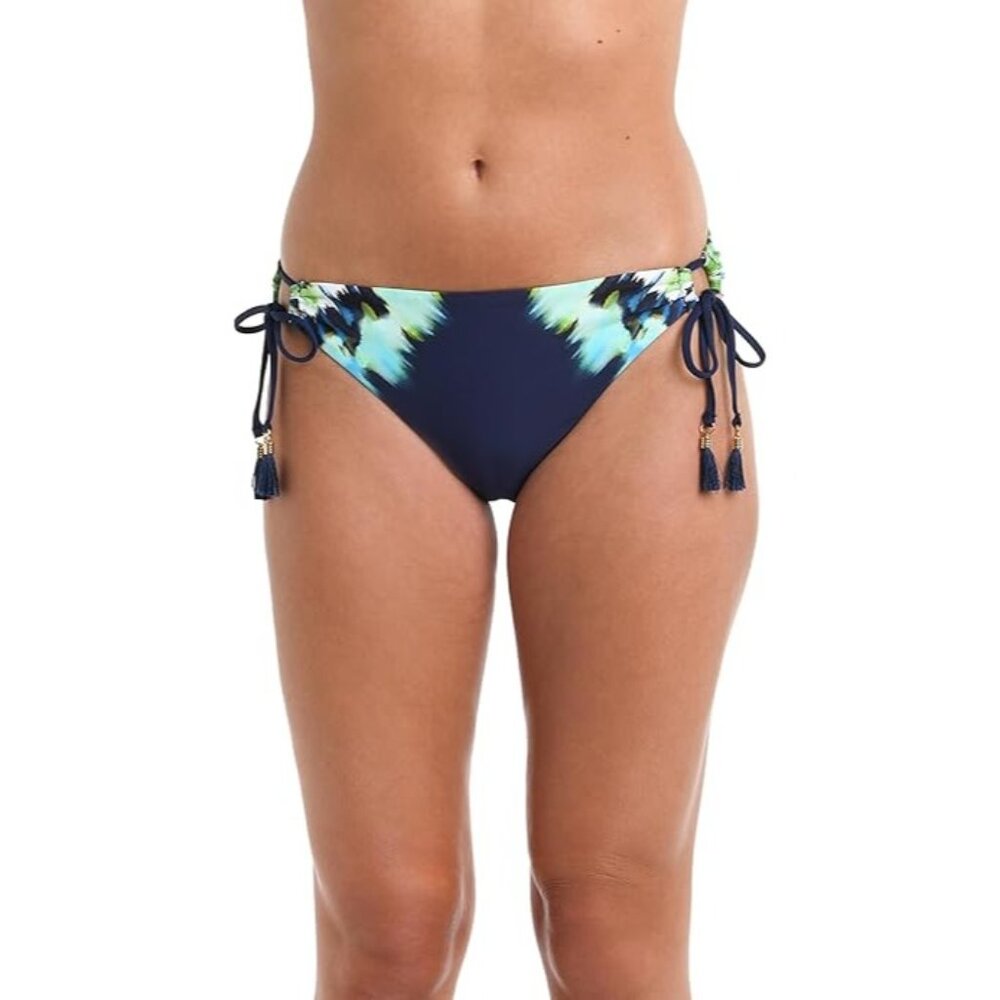 New La Blanca Side Tie Hipster Bikini Bottoms I’mBlue Green Size 14